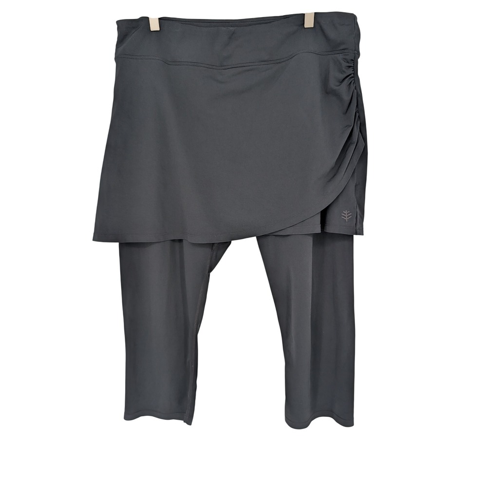 Coolibar Skirted Swim Capri Women XL Black UPF 50+ Sun Protection Active Modest